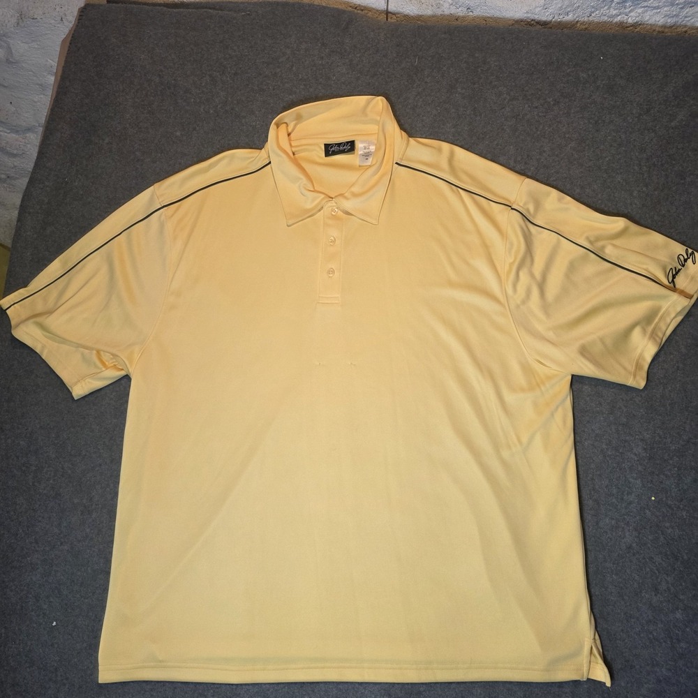 John Daly Golf Polo Shirt Mens 2XL Yellow Performance Moisture Wicking 328